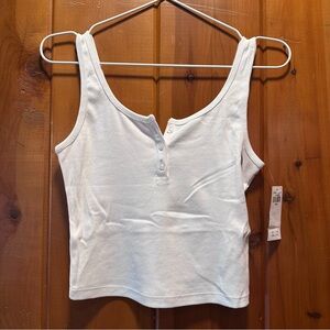 Hollister White Buttoned Tank Top